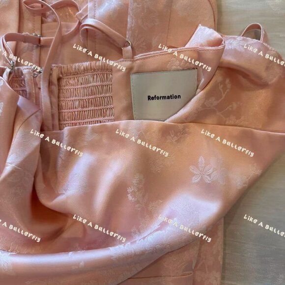 Reformation Frankie Silk Dress - Pink - Picture 9 of 13